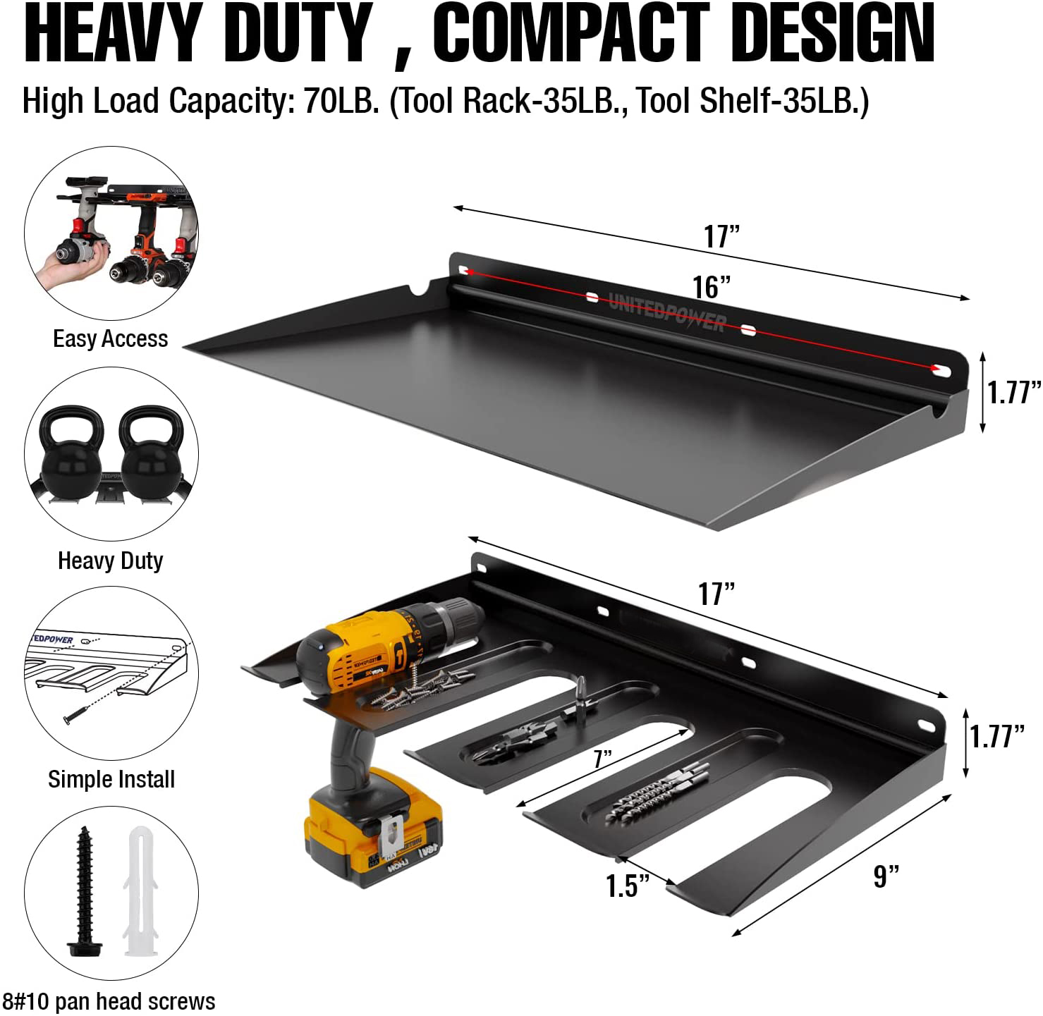 Wall Mount Electric Drill Storage Rack for Garage Organization On Walls Installation