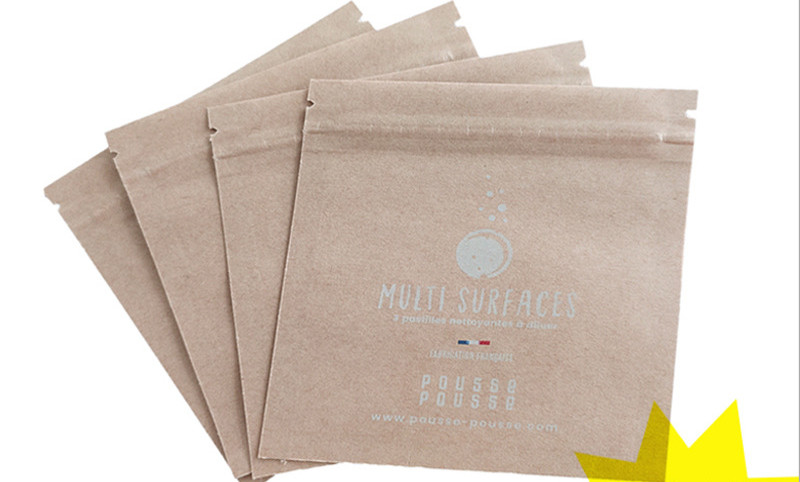 Compostable Biodegradable Zip Lock Pouches PBAT PLA Composite 3 Side Sealed