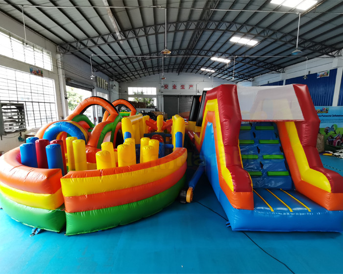 ODM 1000D Inflatables Obstacle Course Kids Bounce House Slide