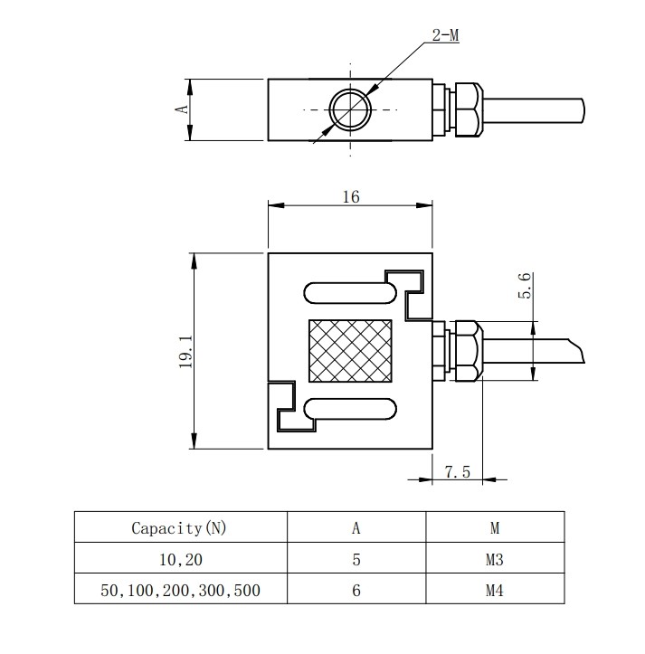 10n 2mv/V S Style Load Cell 1kn Accurate Force Sensor