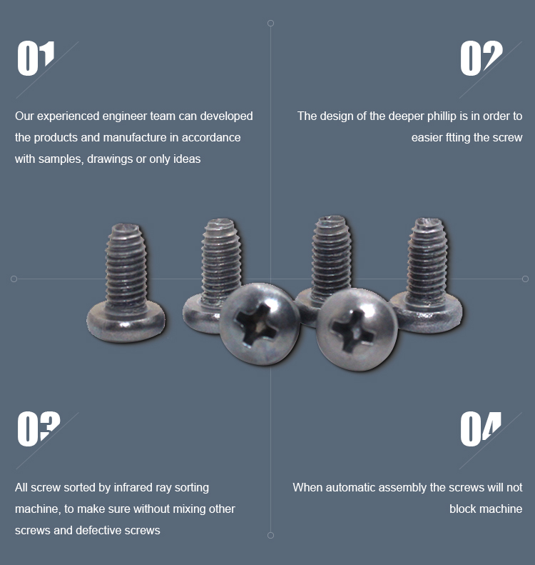 Zinc Plated DIN7500 Pan Head Cross Recessed Triangular Tooth Lock Screws Standard