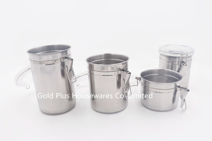 4pcs Household stainless steel canister set kitchen PP plastiic lid food bottle set
