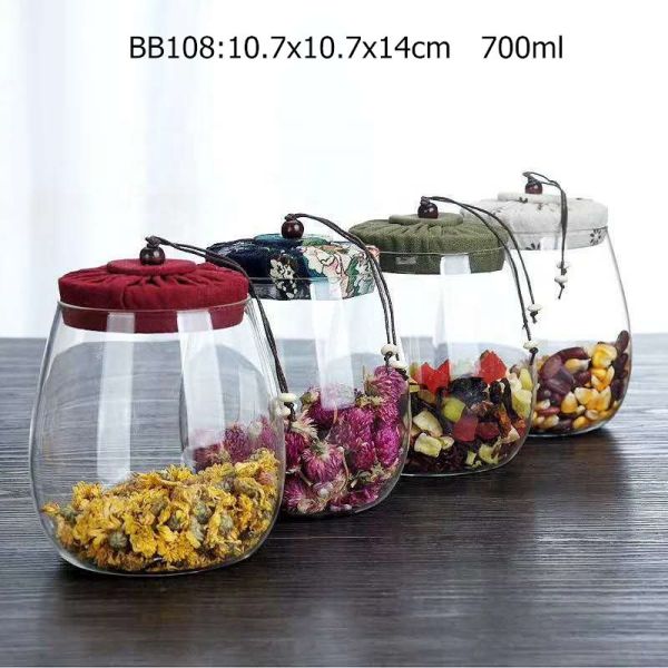 1L 1.35L 1.6L Large Clear High Borosilicate Glass Jar Bamboo Lid Washable Reusable