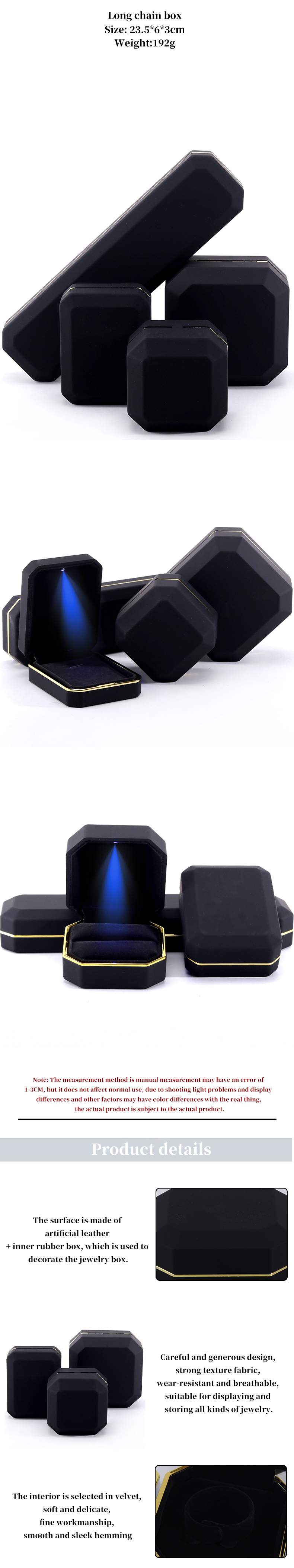 Handmade Plastic Velvet Jewelry Packaging Box for Bracelet Earrings Pendant Necklace Ring