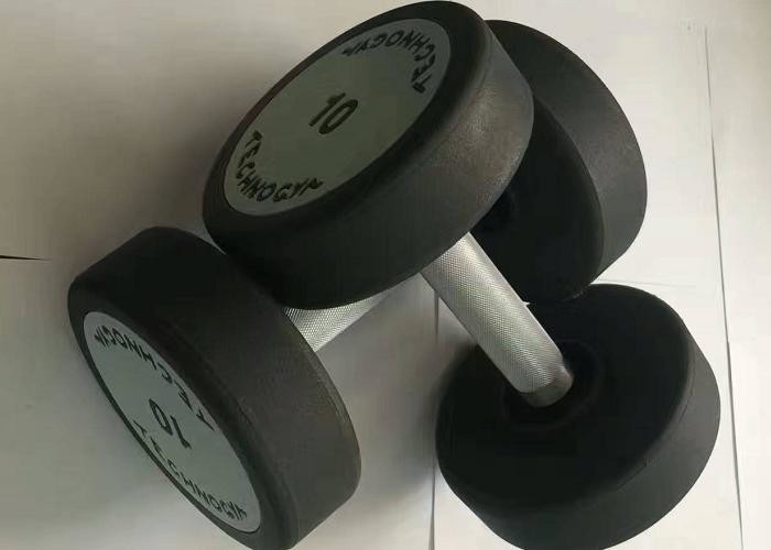 25kg Black PU Stainless Handle Gym Weights Dumbbells