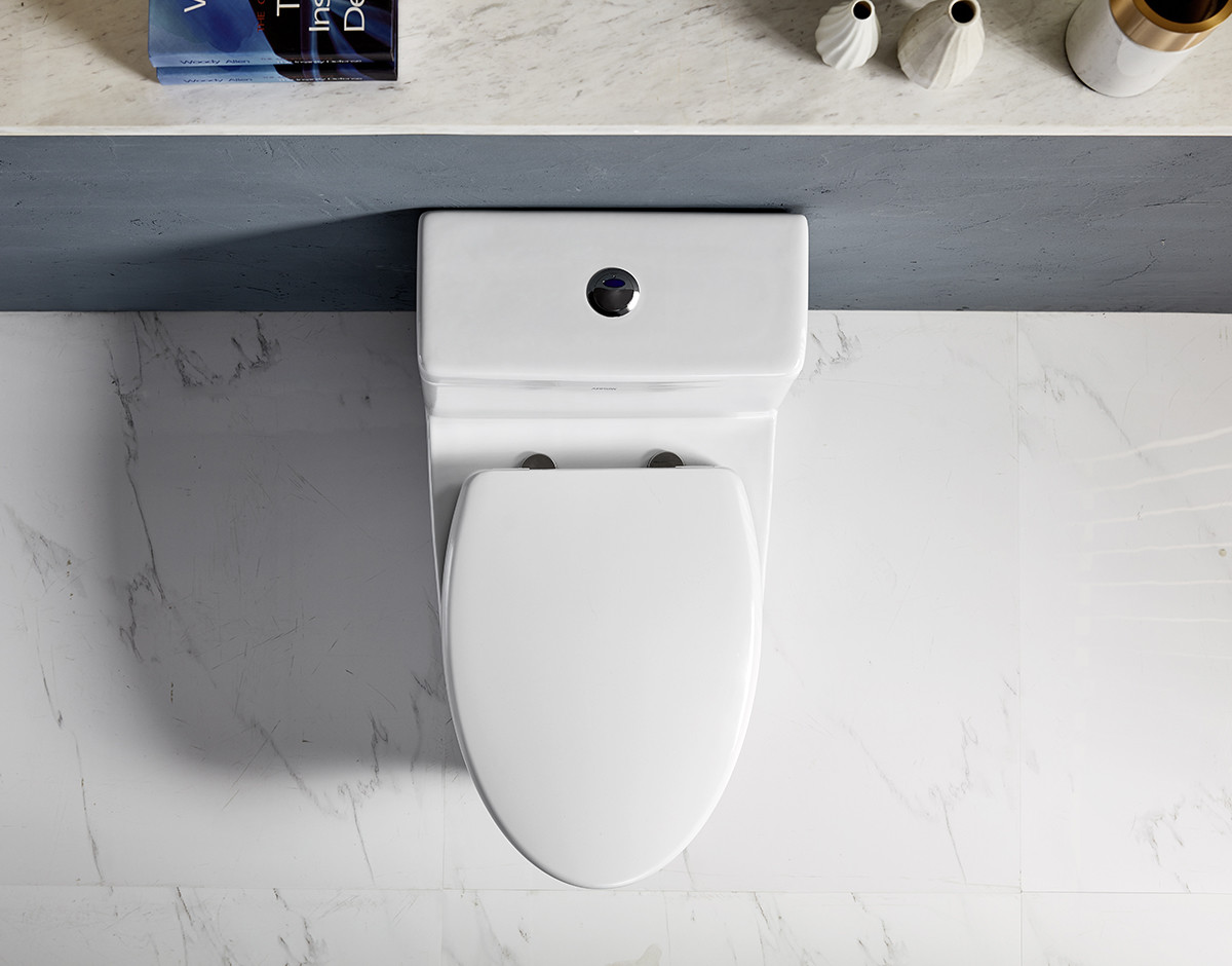 Sanitary Ware One Piece Toilets , Soft Closed Dual Flush S Trap Wc