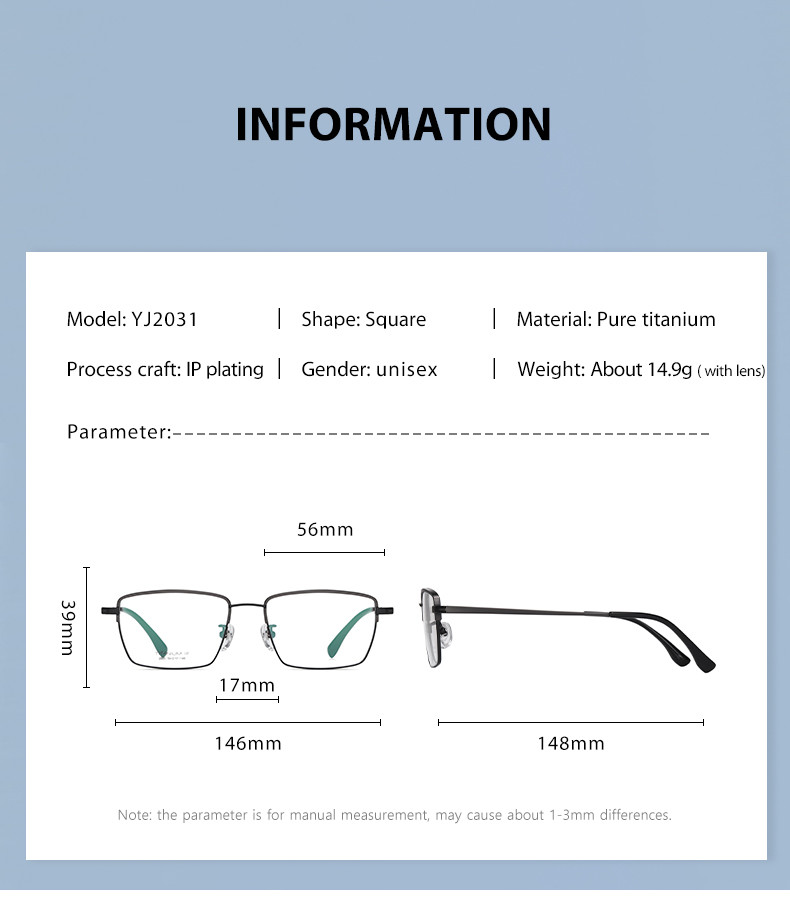 Ultra Light Mens Titanium Glasses Business Moderate Size OEM