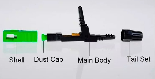 Green Color Fiber Fast Connector SC / APC , Field Assembly Connector