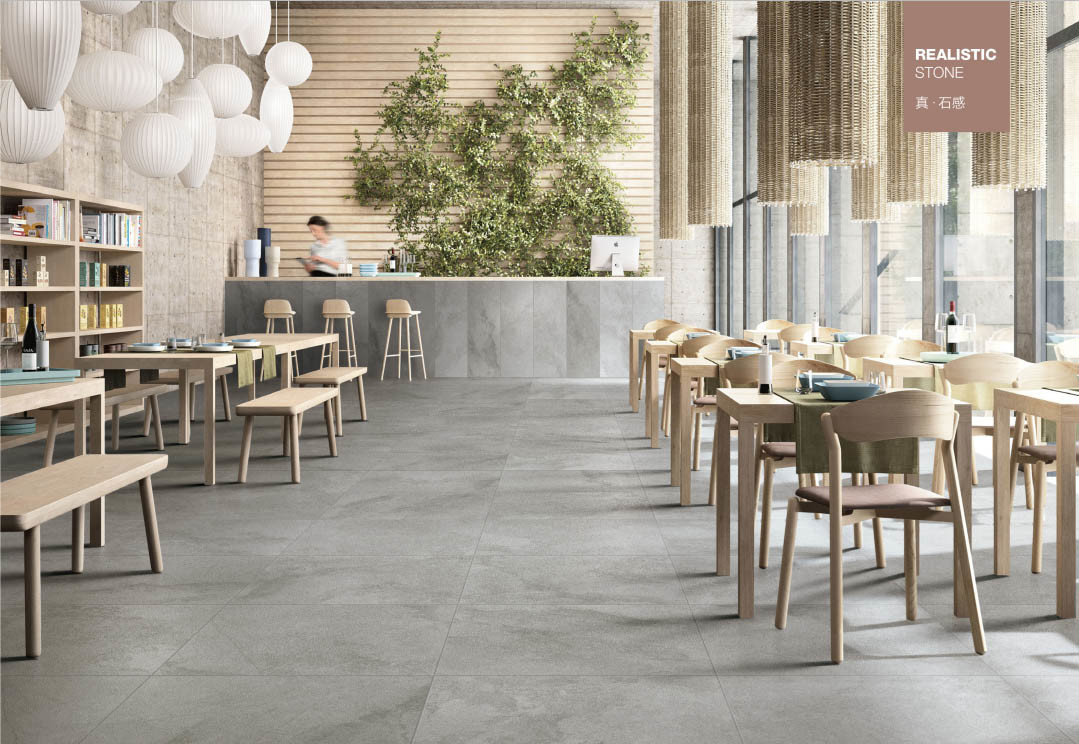 Grey Matt Finish Tiles For Walls Acid-Resistant Stone Look Porcelain Tile