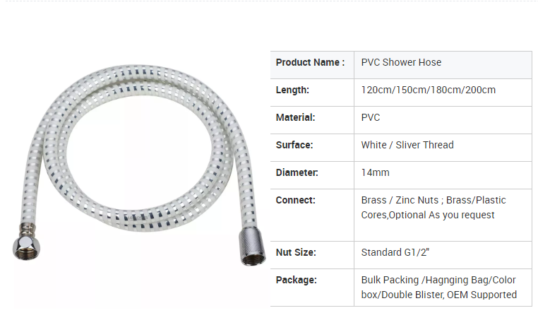 High Pressure Pvc Shower Hose Pipe Bathroom Manufacture With Modern Design