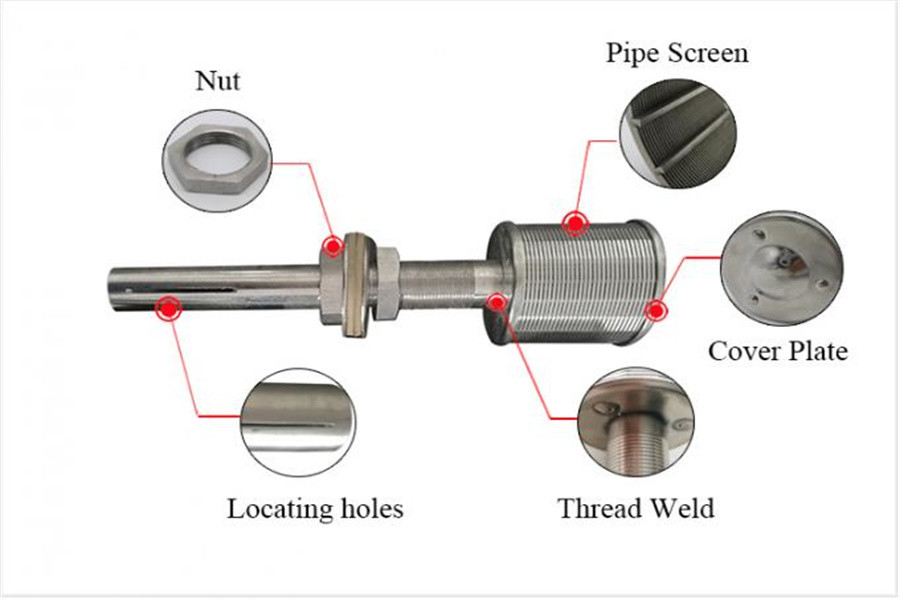 2Ton Long Neck SS316L Johnson Wire Wrapped Screen Nozzle with NPT threaded