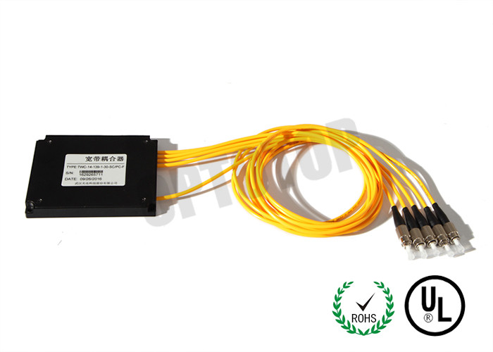 4.3~21.5dB Fiber Optic PLC Splitter 1 X 4 ABS Box For CATV Networks