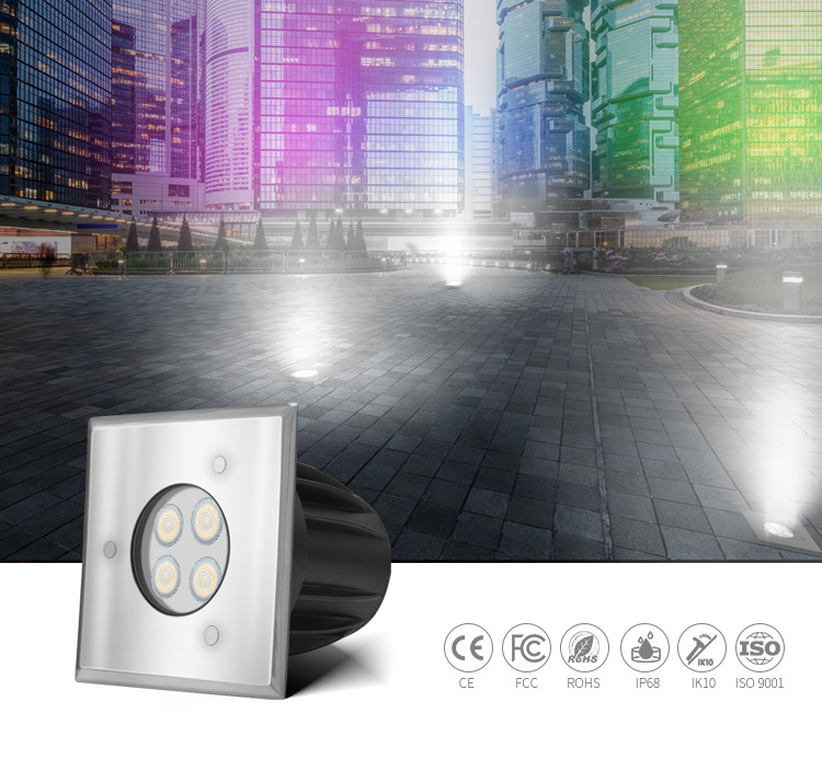 Flat IP68 outdoor inground lighting Waterproof 5W Decorative Parking Lot Lights