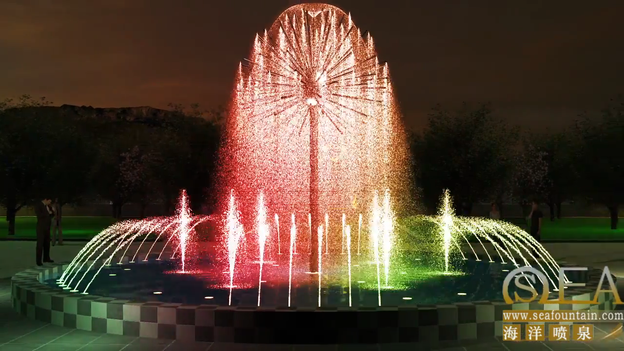 Colorful Dandelion Fountain With LED Waterproof Lights