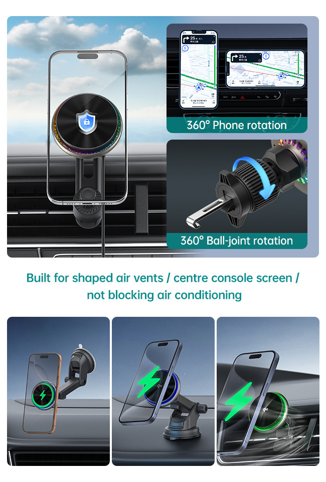 Starry Sky Lighting Effect Silent Cooling Fan Fast Heat Dissipation QI2 Fast Charging Magnetic Car Wireless Charging Stand