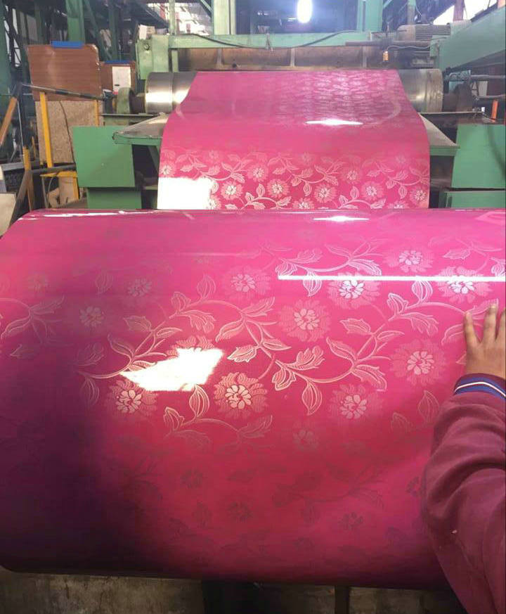 PVC Film Regular Modify Polyester Prepainted Steel Coils Customized Patterns PPGL