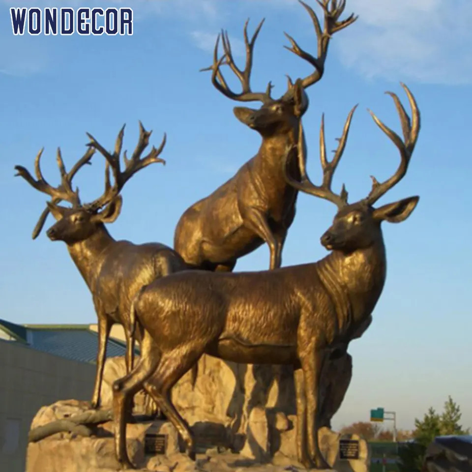 WONDERS Animal Bronze Sculpture Life Size Bronze Deer Statue