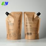 China 500ml Kraft Paper Juice Pouch With Spout Four Edge Standing for sale