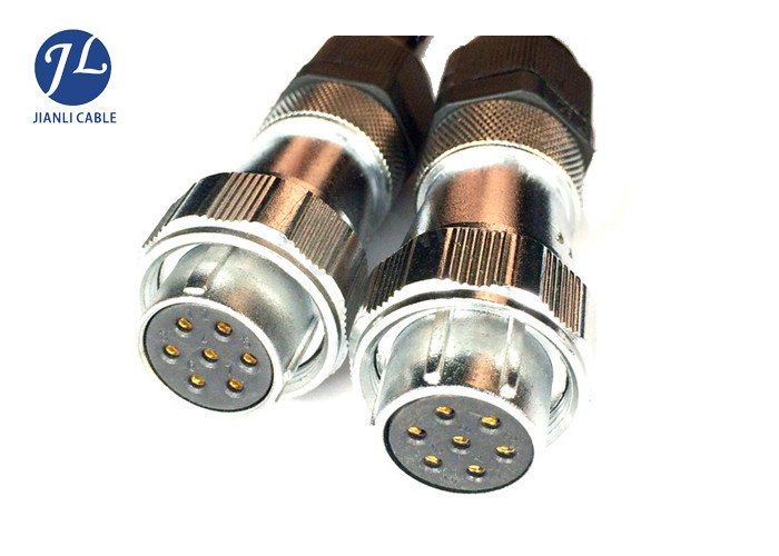 Vehicle Flex Coiled Electrical Cable , 7 Pin Trailer Extension Cord With Socket And Plug