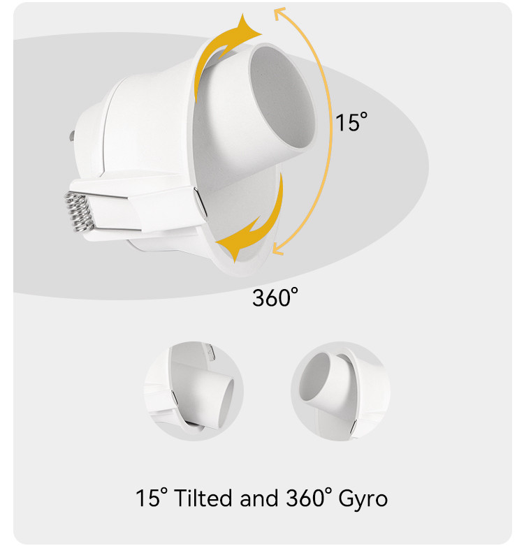 Adjustable Recessed Spotlight Frame With Anti-Glare GU10 For Commercial Spaces