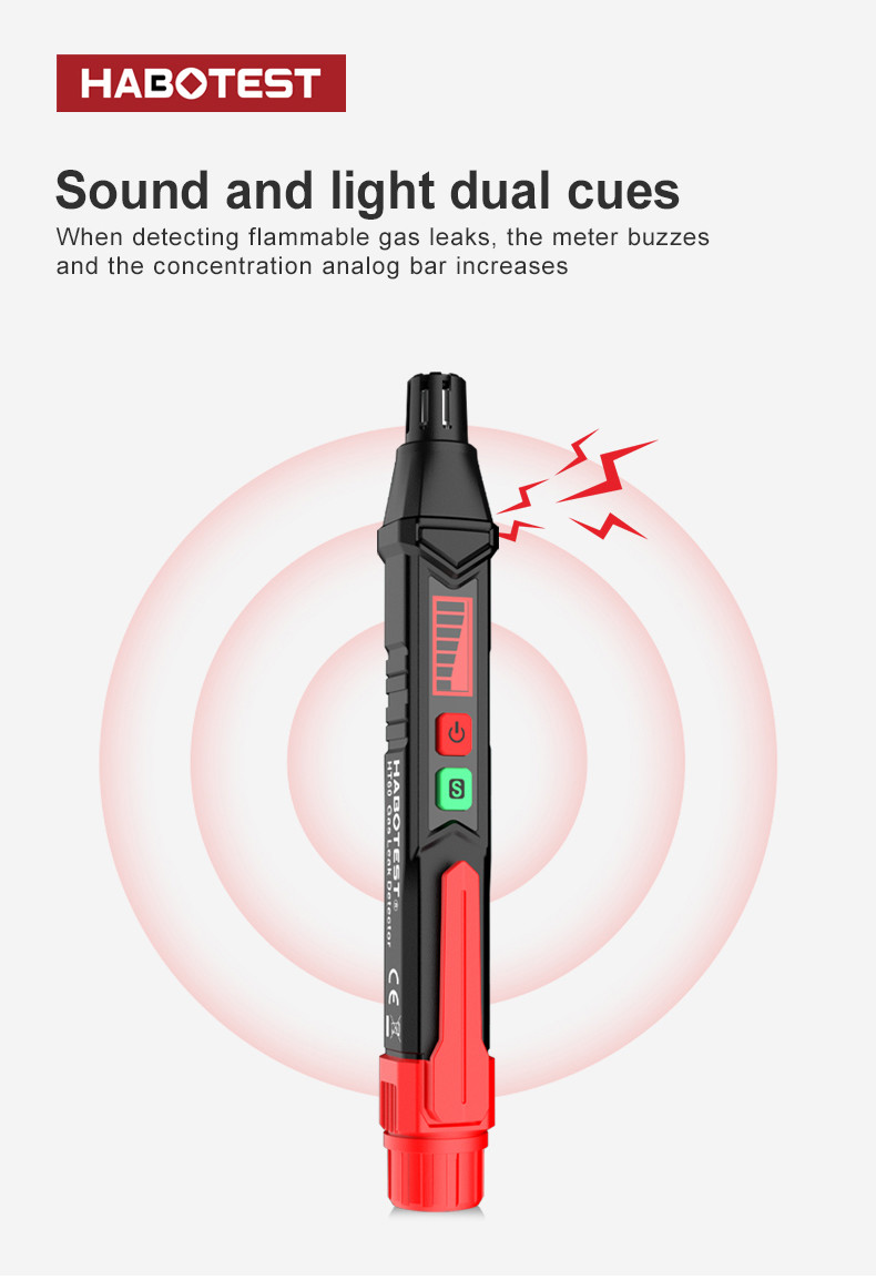 HT60 Gas Leak Detector Combustible Gas Detector Sound & Screen Alarm For Natural Methane