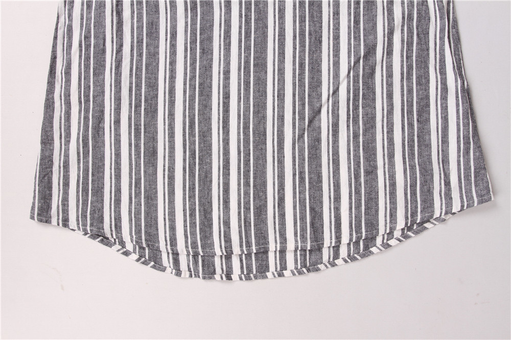 Summer Vertical Striped Women'S V Neck Vest 55% Linen 45% Rayon