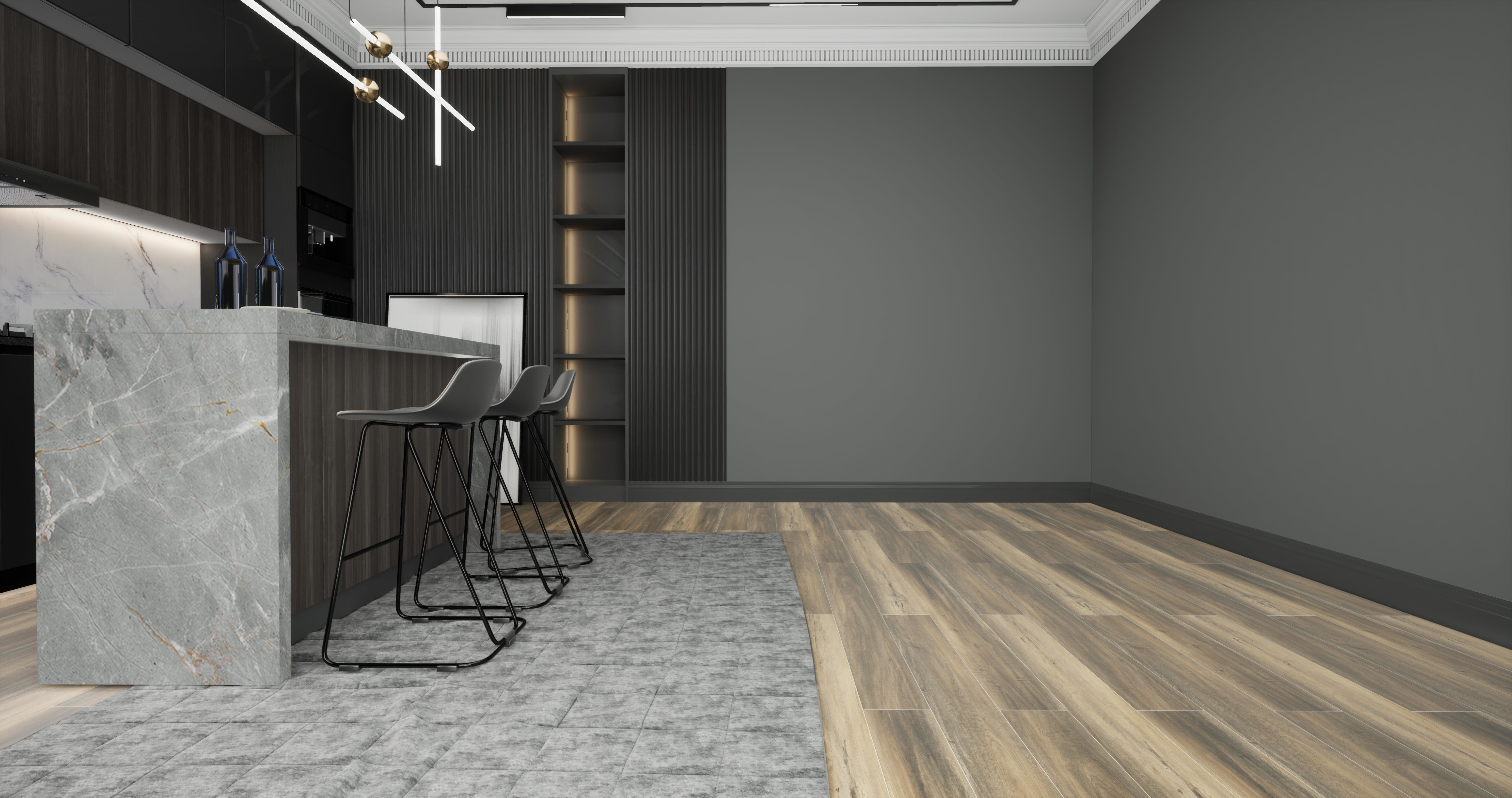 4mm Stone Plastic Composite Flooring Eco Friendly Unilin Click Oak Burlywood Wood Grain GKBM DG-W50001B
