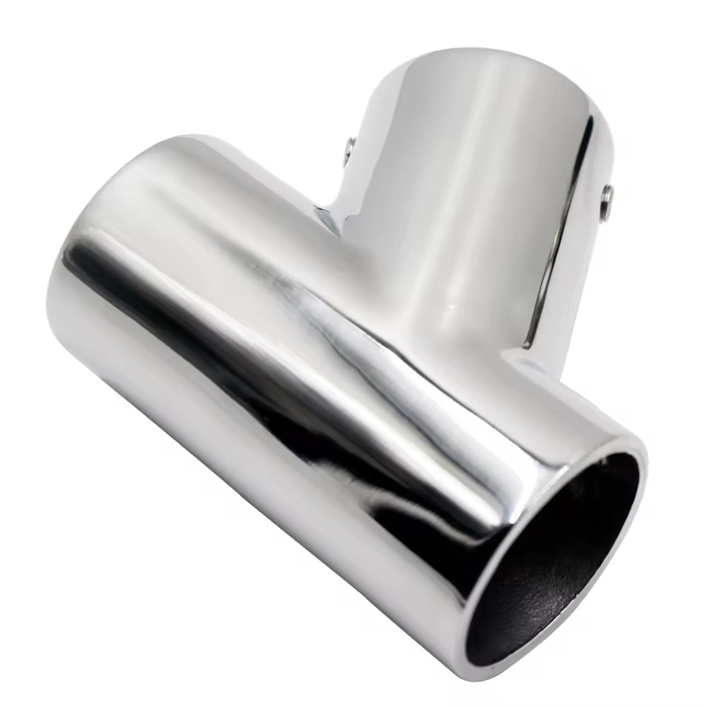 Marine Hardware Handrail 316 Stainless Steel Ship Deck Left Tee Rail Brackets Connector