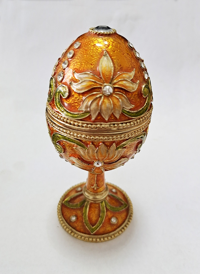 Hand Painted Enameled Faberge Egg Style Decorative Hinged Jewelry Trinket Box Unique Gift Home Decor Jewelry Box