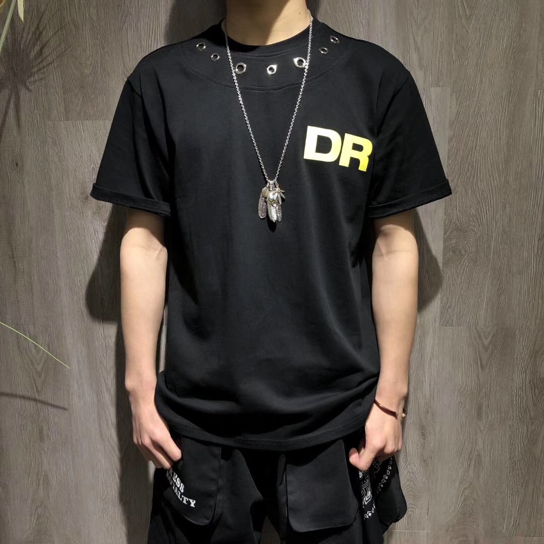 Black Fashionable Mens T Shirts , Polo Style T Shirt Custom Logo Printing