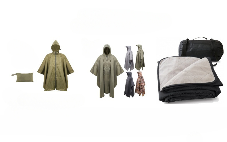 Hot Sell Polyester Coated PU 210*140cm Waterproof Lightweight Raincoat Hooded Rain Poncho for Male and Female