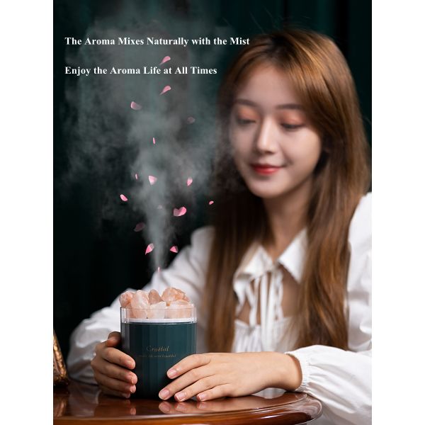 Portable Crystal Himalayan Salt Lamp Ultrasonic Air Humidifier With Soothing Atmosphere Lamp