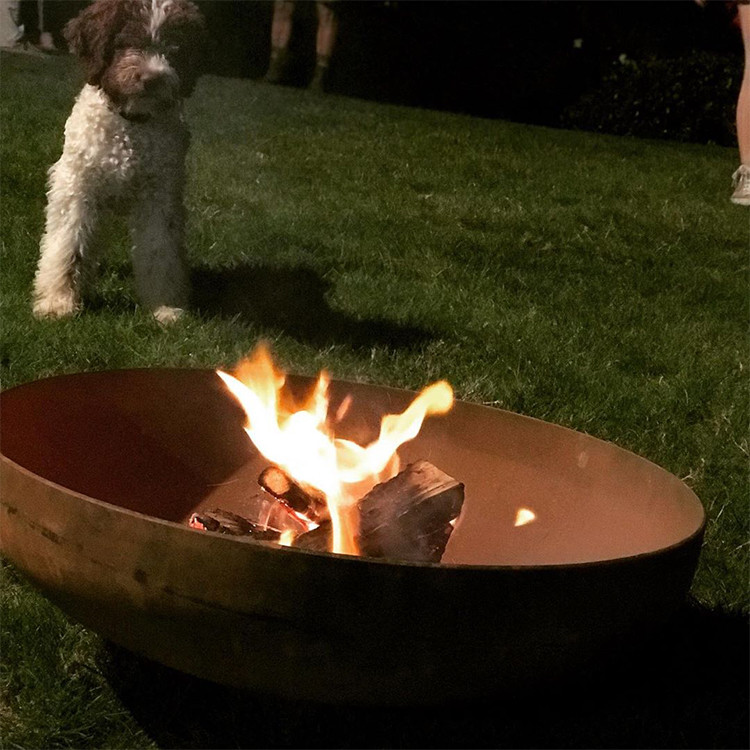  Portable Simple Rustic Round Brazier Wood Burning Corten Steel Fire Pit For Fun Time Outdoor Backyard 