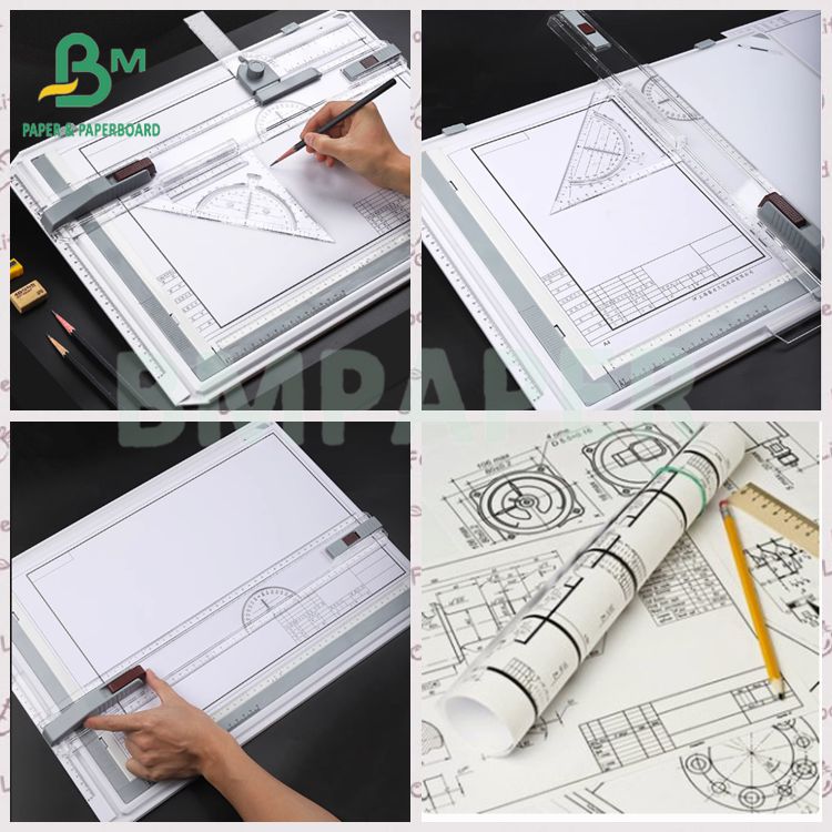 80gsm Good Printability Smooth White Roll Premium CAD Bond Paper 