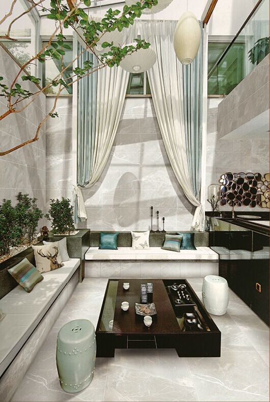 Modern Marble Look Ceramic Floor Tile / Polished Porcelain Floor Tile