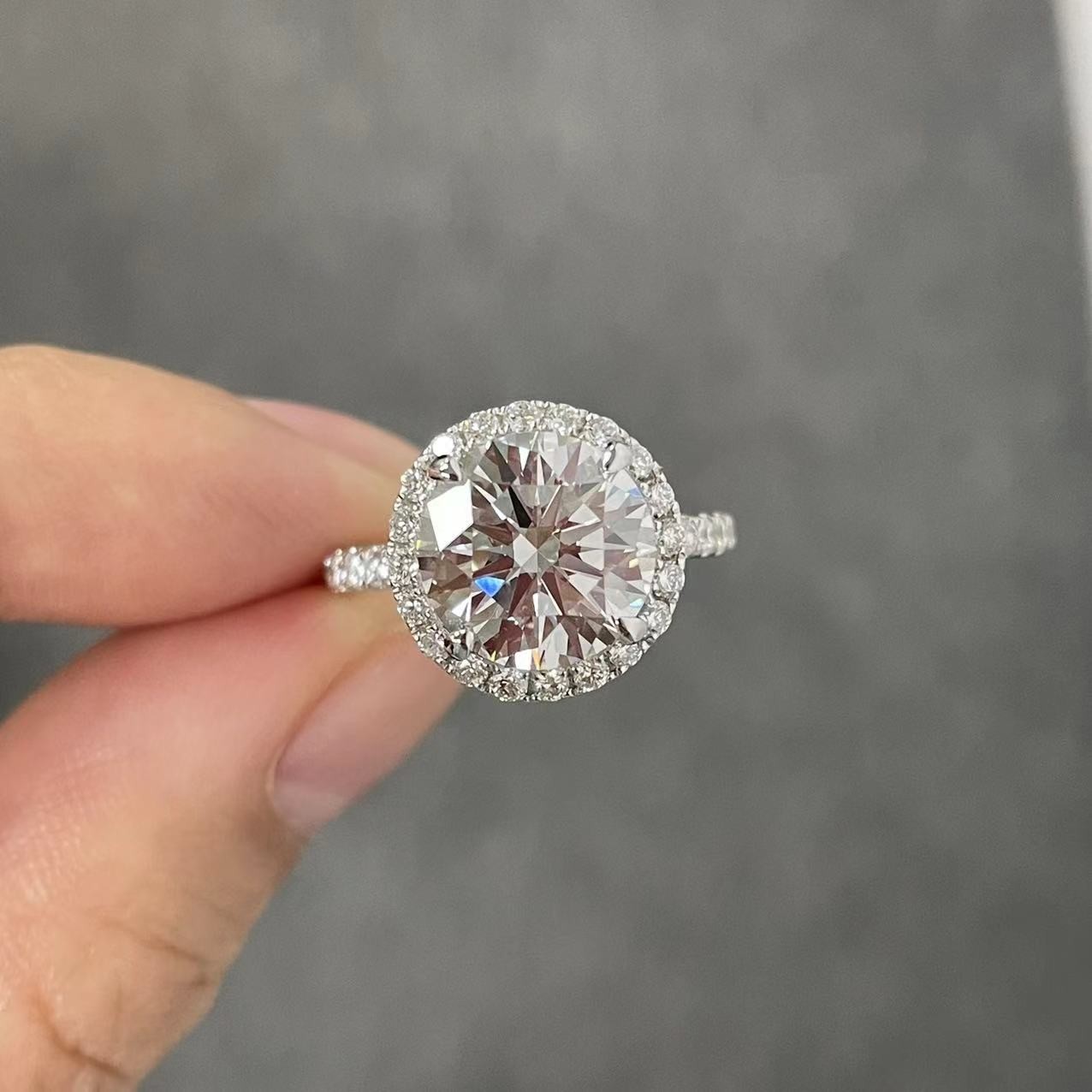 18K Real Gold DEF VS Lab Grown Diamond Ring Custom Fine Jewelry