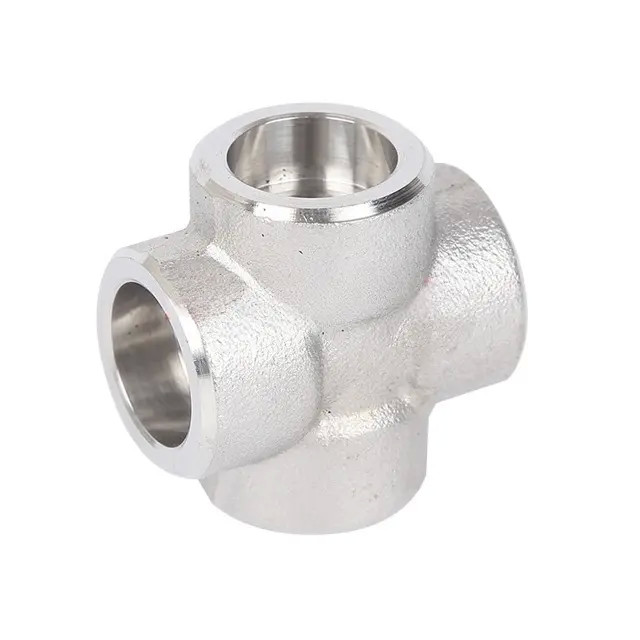 Cross-Connection Pipe Fitting With Female End Connection Type Stainless Steel For Use In Fuel Oil Water And Gas Line