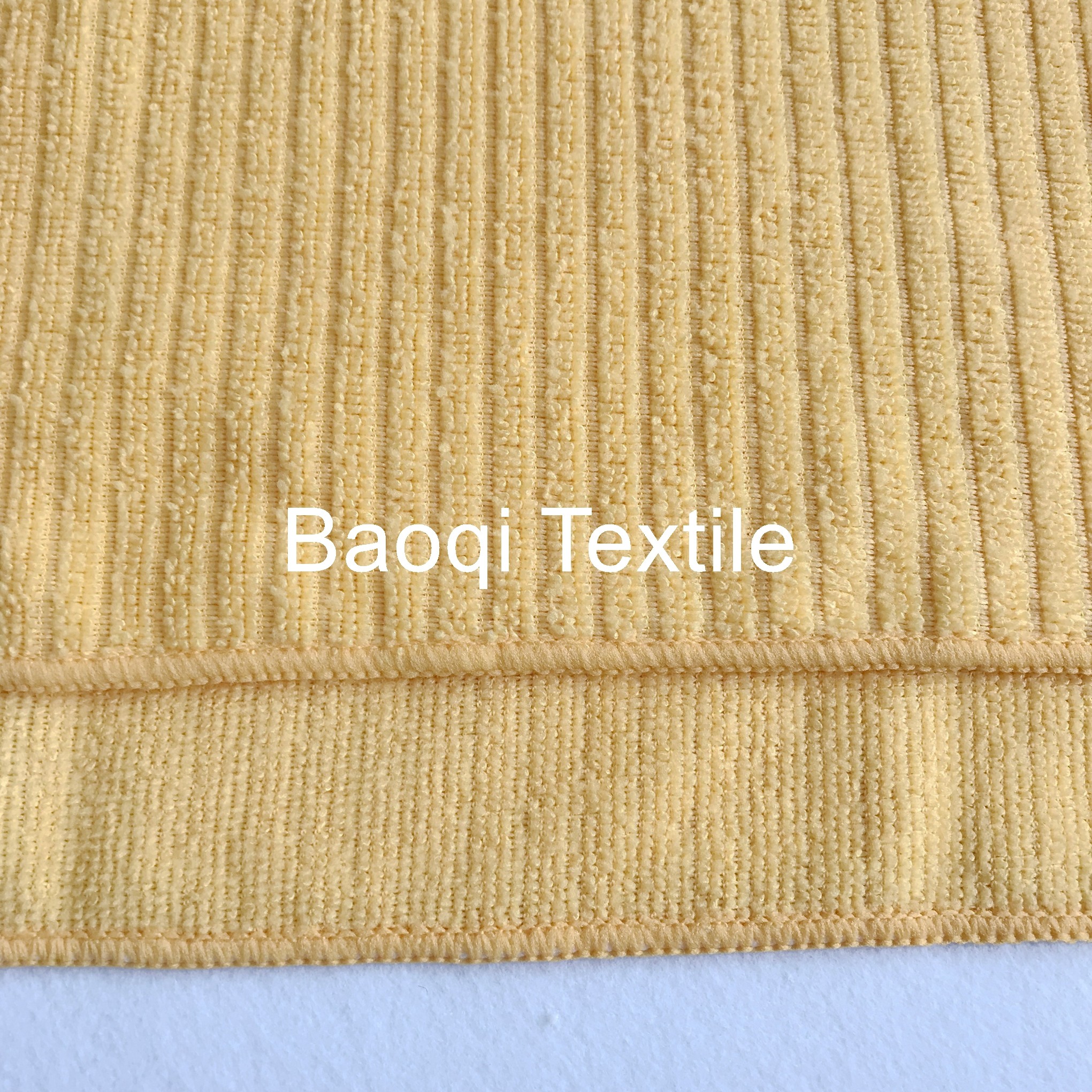 Yellow popular solid single stripe dish rags microfiber tea towels wipes,single side kitchen cleaning rags size 16*16“