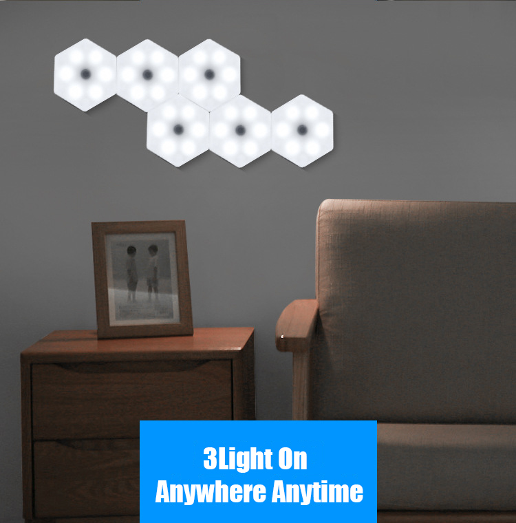 70LM 6PCS Led Quantum Hexagonal Wall Lamp / Honeycomb Touch Wall Light