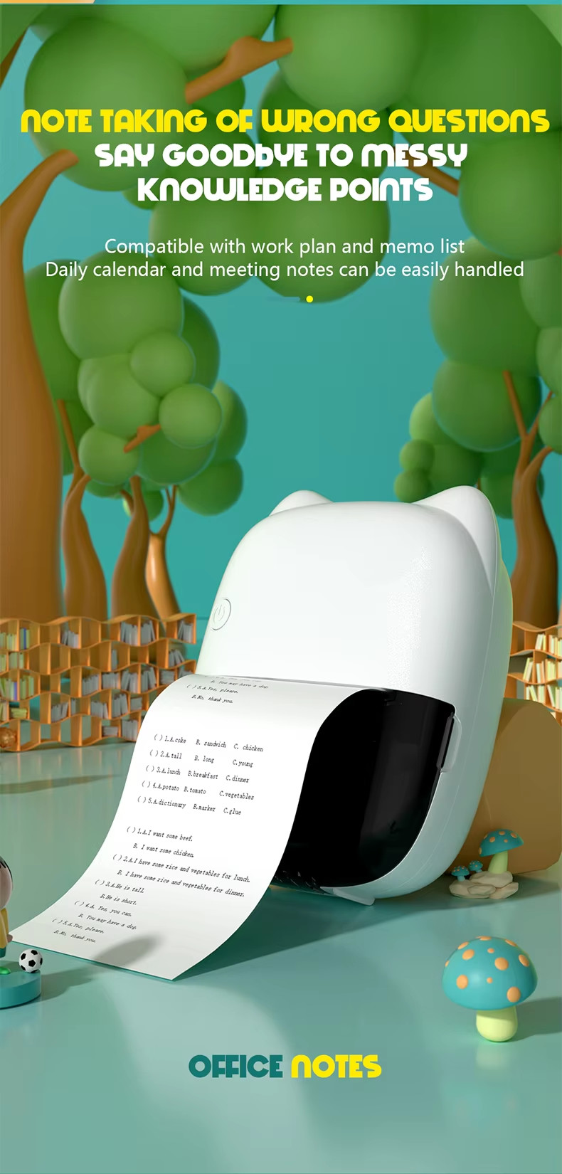 Night Light Pocket Thermal Sticker Mini Inkless Printer Machine