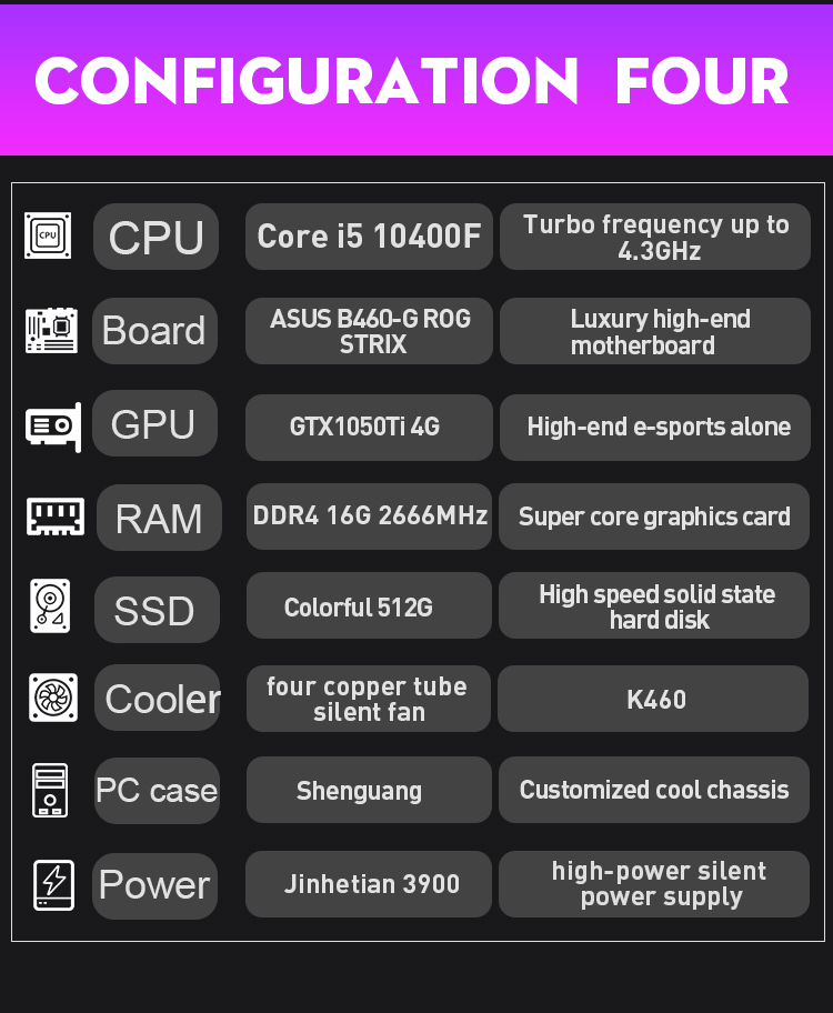 RAM 16G 2666MHz Gaming PC Desktops NVIDIA GeForce GTX 1650 Video Card