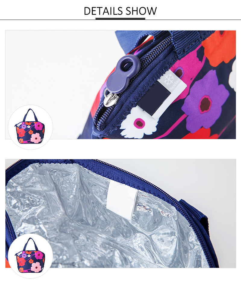 Large Capacity Flower Print Thermal Neoprene Lunch Tote