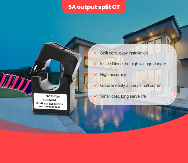 0-5A Output Split Core Current Transformer T24/T36/T50/T60 for Power Factor Correction