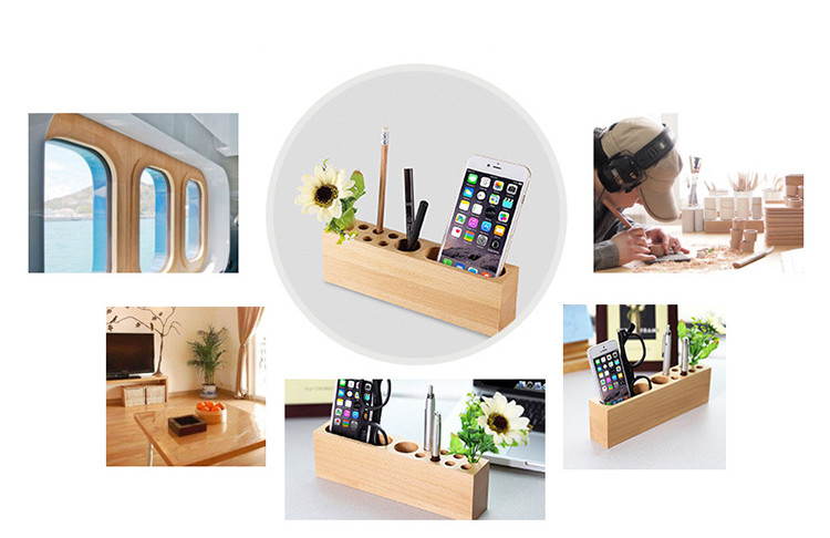 Carbonized bamboo phone stand with a Pen holder for iphoneX 6splus for samsung S6 EDGE