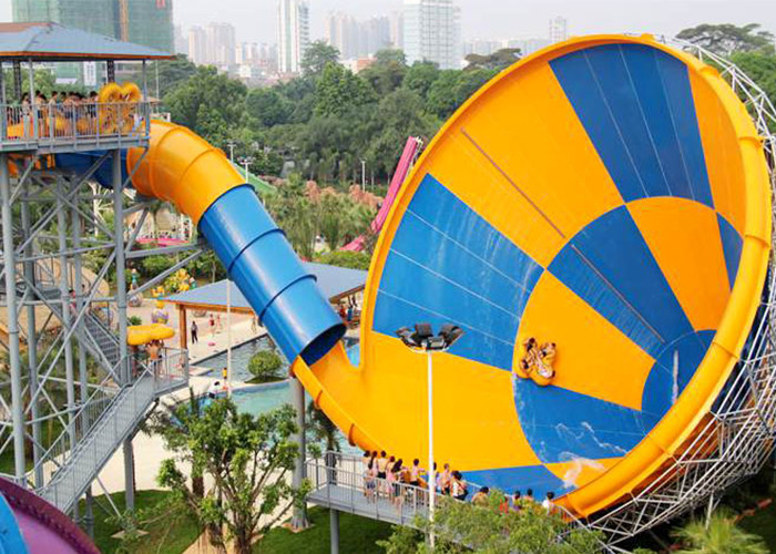Outdoor Rainbow Racing Water Slide Playground / Fiberglass Water Park Project