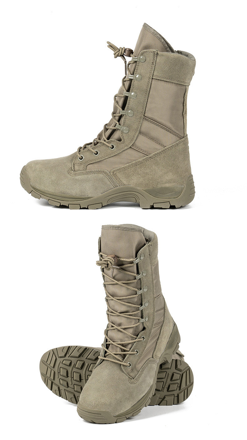 Non-slip Rubber Sole Combat Boots Oxford Cloth Material For Security Work In Green