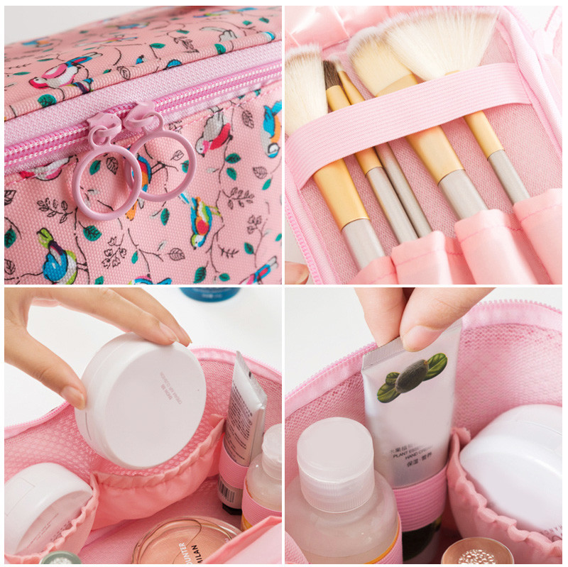 Flower Pattern Oxford Waterproof Makeup Bag