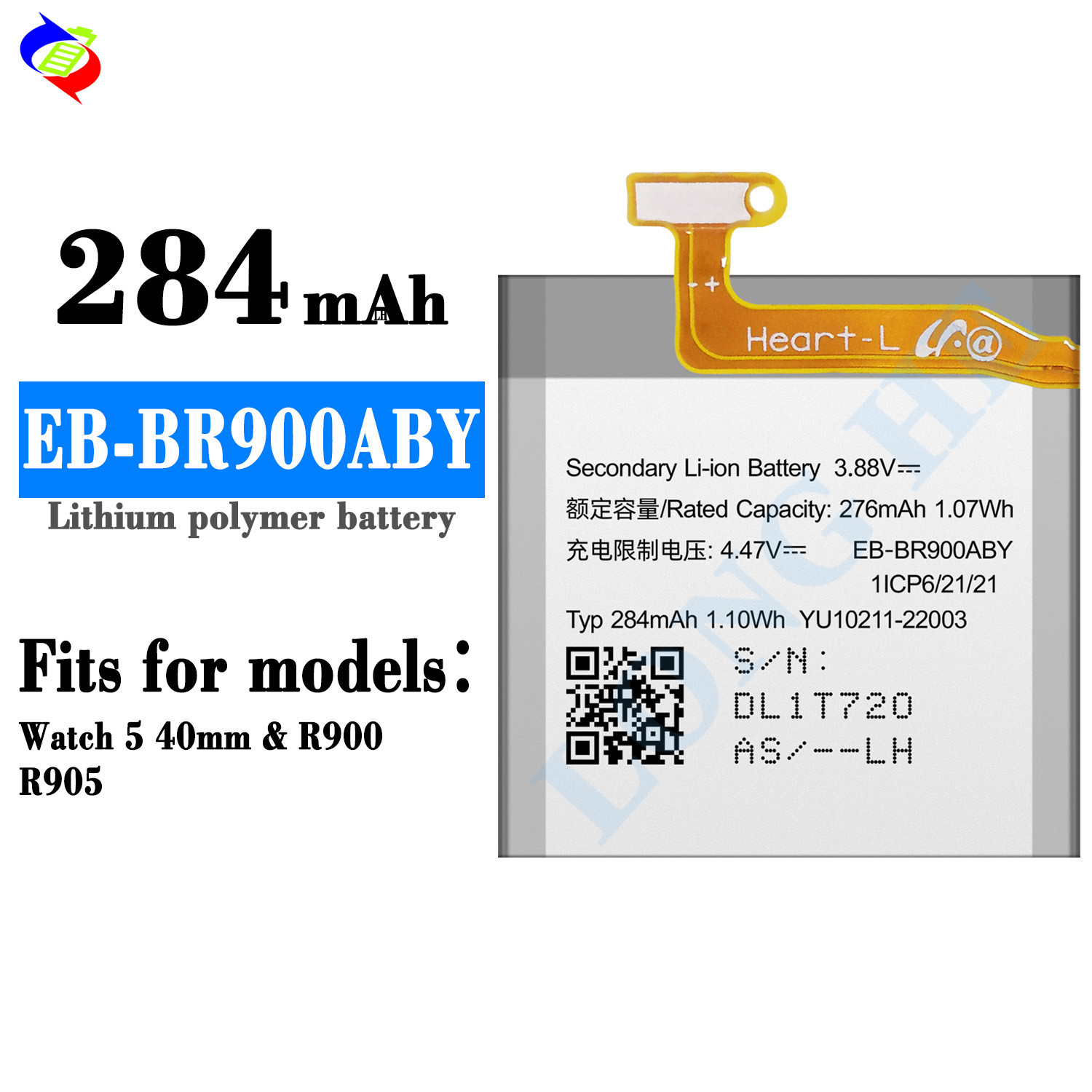 EB-BR900ABY 284mAh New Battery For Samsung Watch 5 40mm SM-R900 R905 Smart Watch Batteries