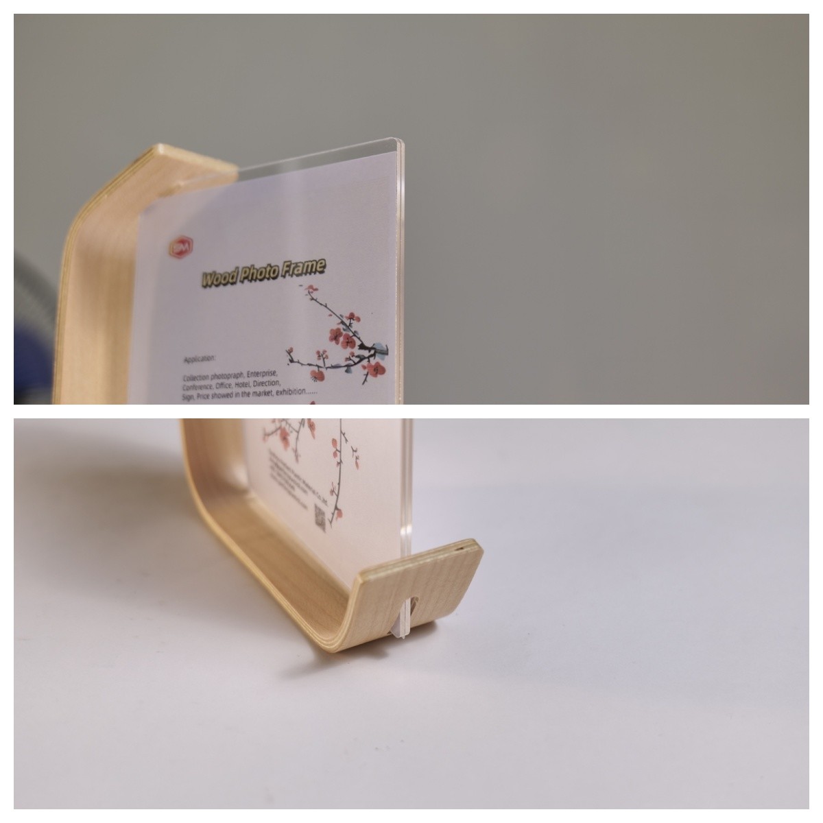 Custom Shape Half Frame Wooden Acrylic Photo Frame For Bedroom Office