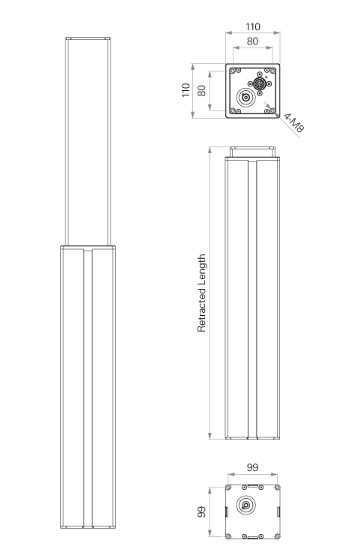 IP54 Electric Lifting Column Height Adjustable Workstations Screens Optical Machine 2 Stage
